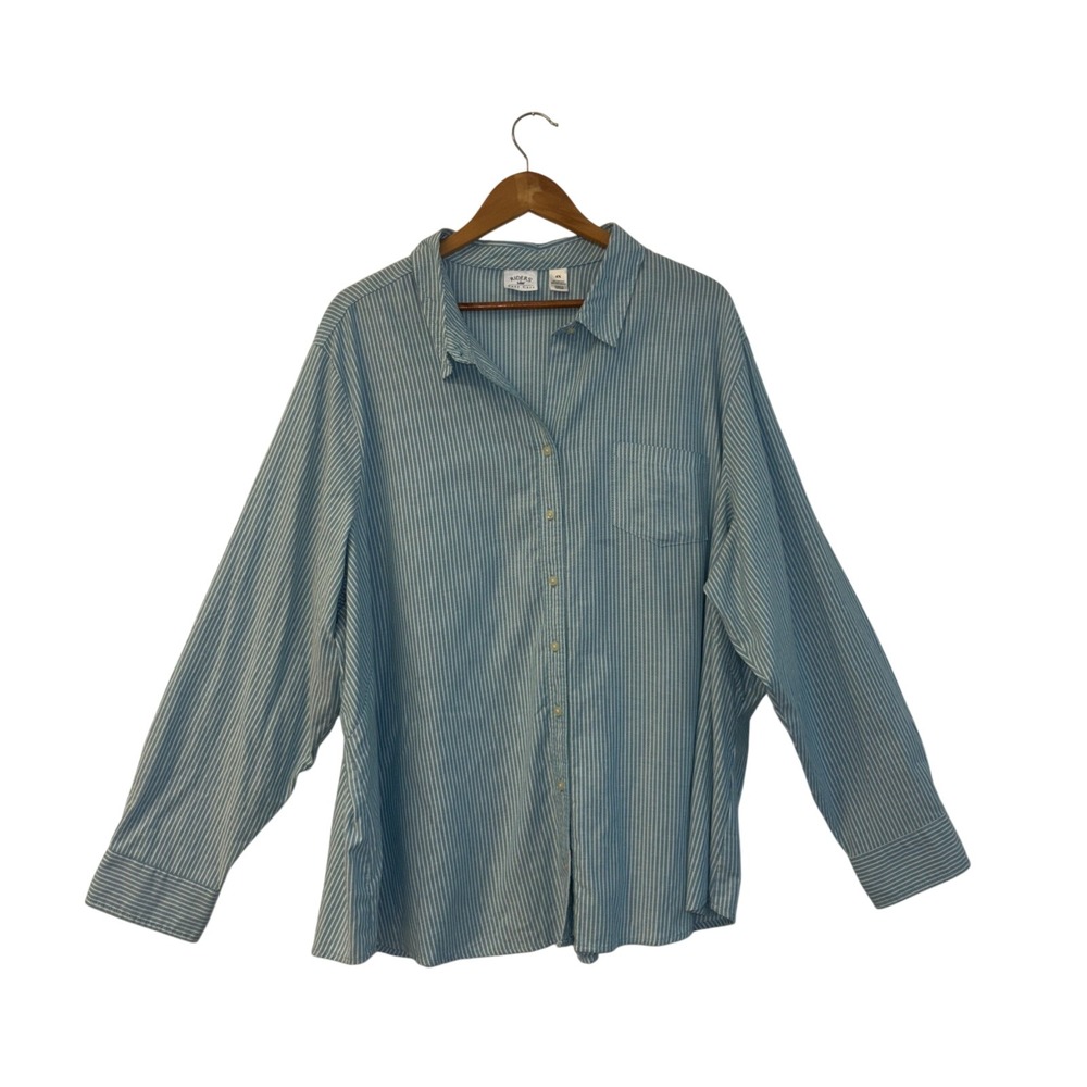Riders By Lee Mens t Sz 4x Full Button Down Collared Shirt Cotton Blue Stripped